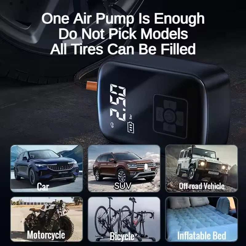 Wireless Portable Tire Inflator Pump – 100W Auto Air Pump Wireless Tire Inflator Qst