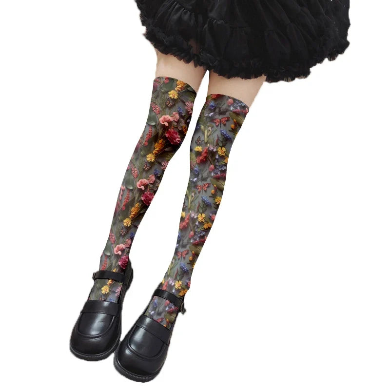 Women's 3D Tattoo Print Thigh-High Stockings | 13 Colors Thigh-High Stockings Qme style5 60CM