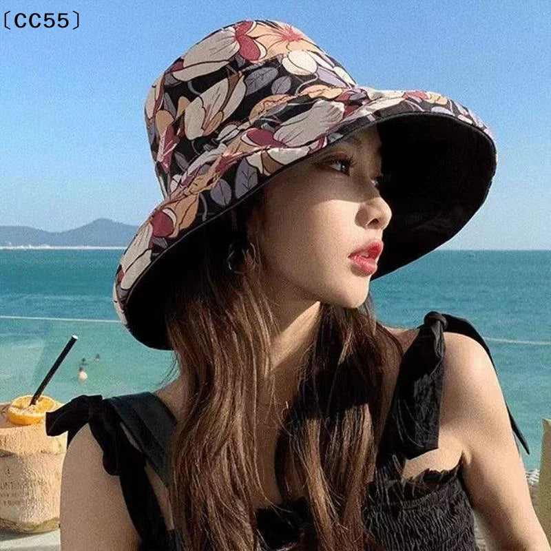 Women's Double-Sided Flower Print Wide Brim Bucket Hat Women's Bucket Hat Qst