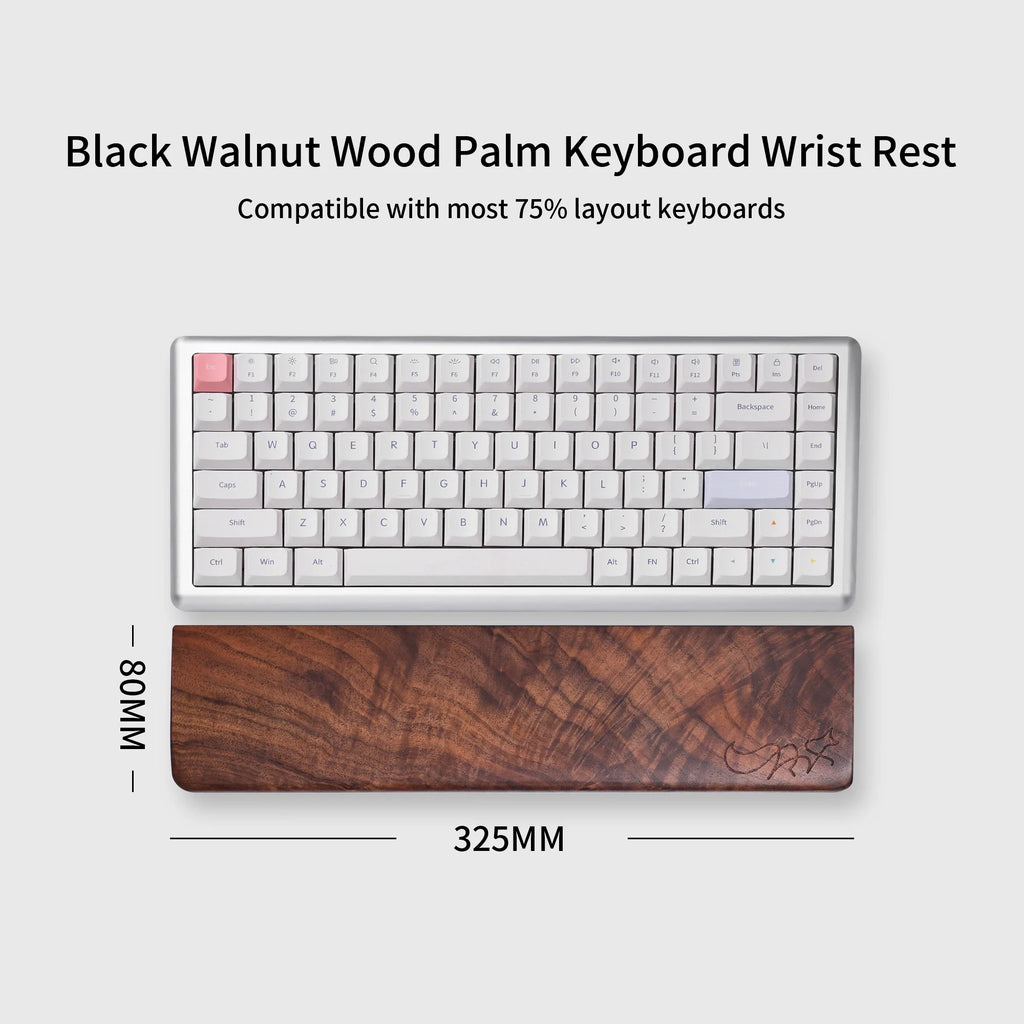 Chosfox 75% Layout Black Walnut Wood Keyboard Wrist Rest Pad Keyboard Wrist Rest Qme