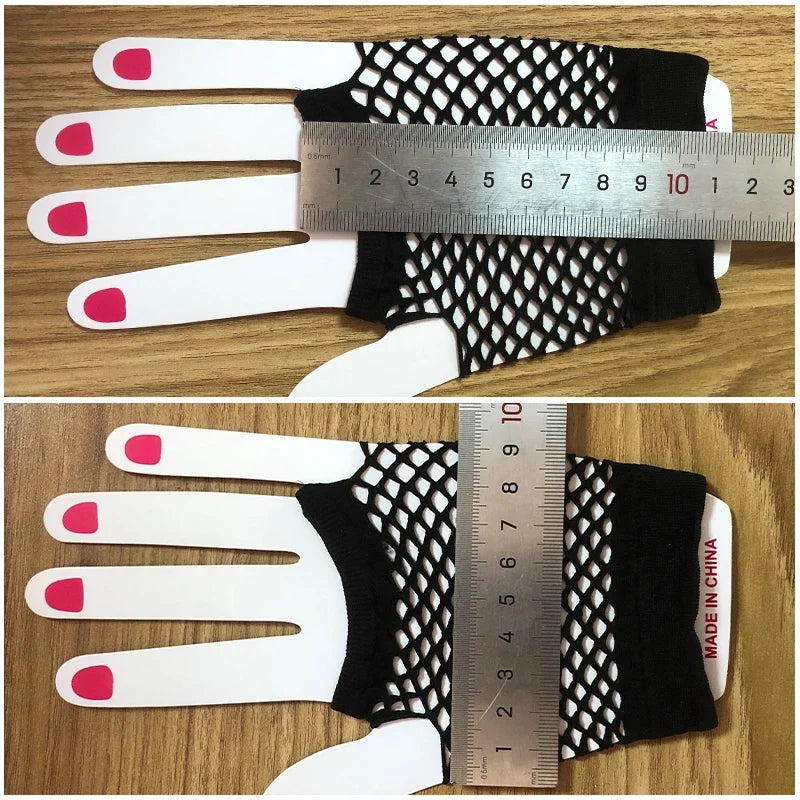 Women's Black Fishnet Fingerless Gloves 2 Pairs – Mesh Net Fishnet Fingerless Gloves Qme