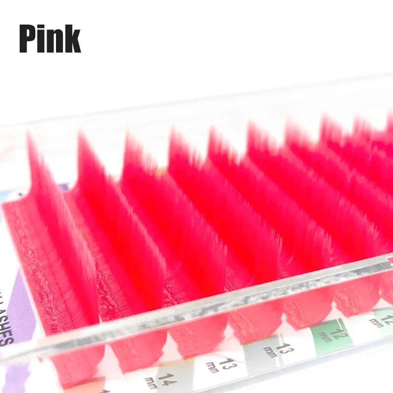 NATUHANA Colored Easy Fan Volume Lashes – L LU M Curl Easy Fan Lash Extensions Qme Pink Eyelashes C 0.10mm|8-14Mix - Individual