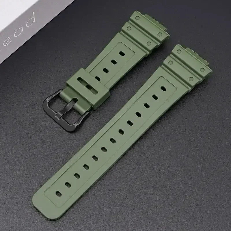 TPU Sport Watch Band for Casio DW-5600 DW5000 GA2100 Casioak Watch Band Qme Army Green Black