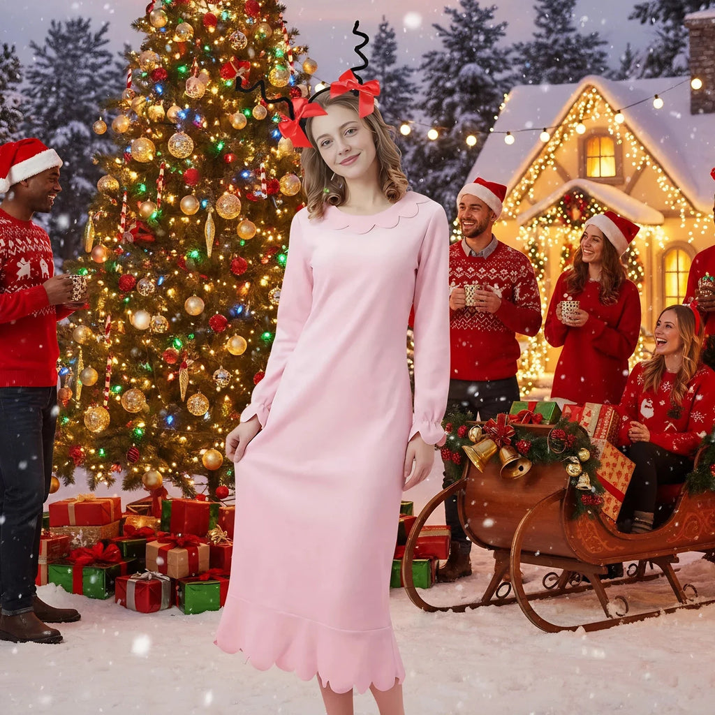 Adult Cindy Lou Who Costume – Pink Princess Dress for Women Women's Costume Dress Qme