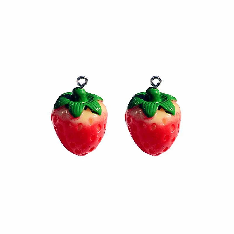 3D Strawberry Resin Charms – DIY Earring & Pendant Set Resin Jewelry Charms Qme