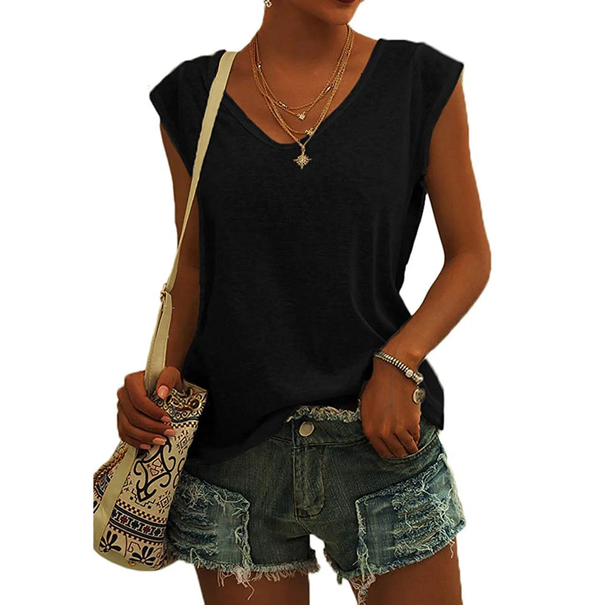 Women's Minimalist V-Neck Sleeveless Top | 12 Colors, S–XXL Sleeveless Tank Top Qme