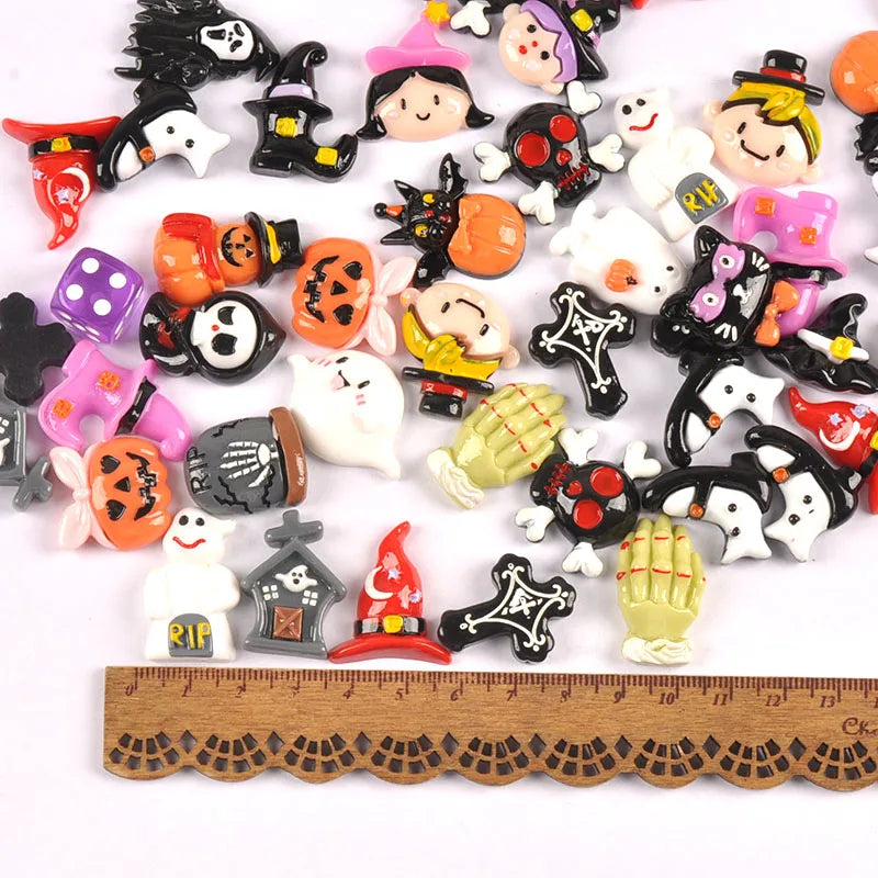 Halloween Resin Flatback Embellishments – DIY Craft Cabochons Craft Embellishments Qme mixed 10pcs