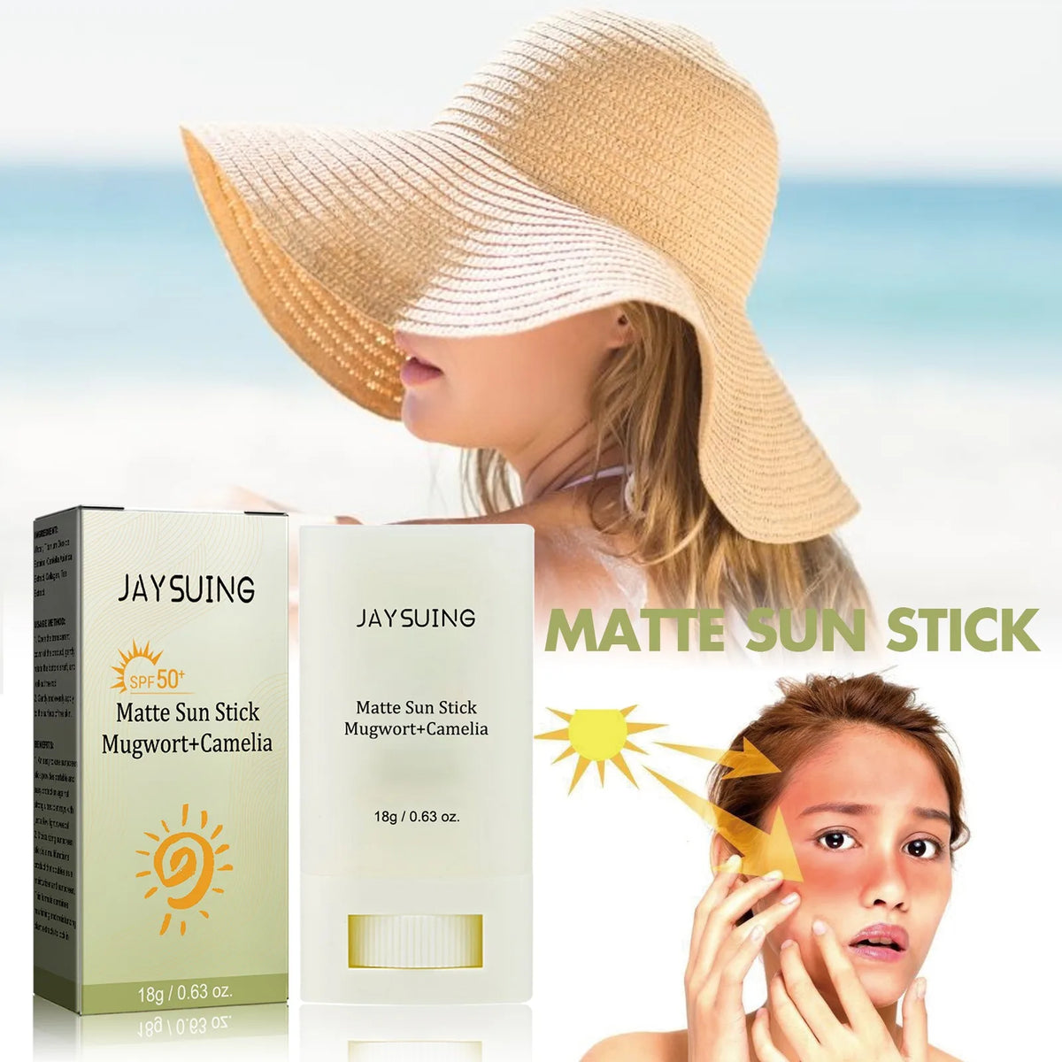 YOUNGCOME Matte Facial Sunscreen Stick 18g – Hydrating Sunblock Facial Sunscreen Stick Qst