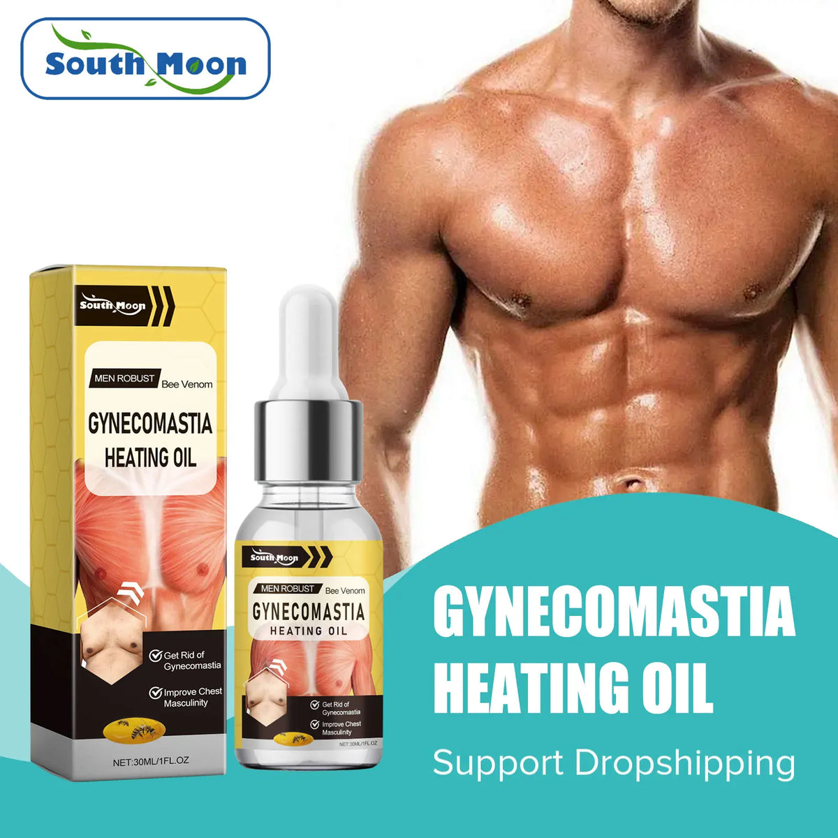 South Moon Men's Chest Firming Body Sculpting Essential Oil Body Sculpting Oil Qst