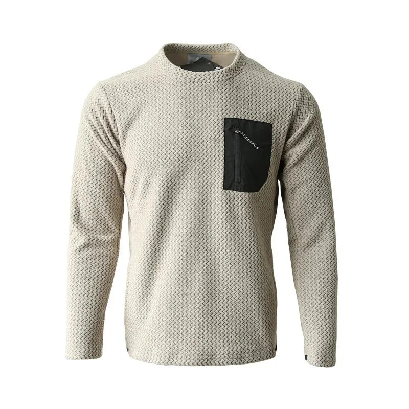 Wave Texture Outdoor Training Sweatshirt – Men & Women Training Sweatshirt Qme Beige XL