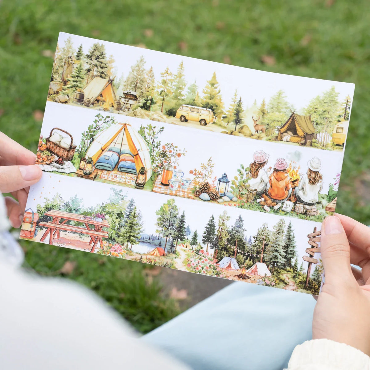 Nature Camping Scenic PET Tape – Scrapbooking & DIY Collage Decorative Craft Tape Qme