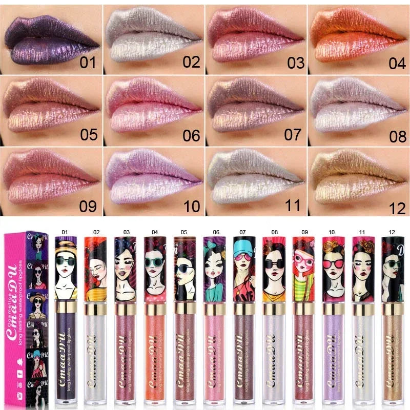 Gold Flash Shimmer Liquid Lipstick | Diamond Glitter Lip Gloss Shimmer Liquid Lipstick Qme