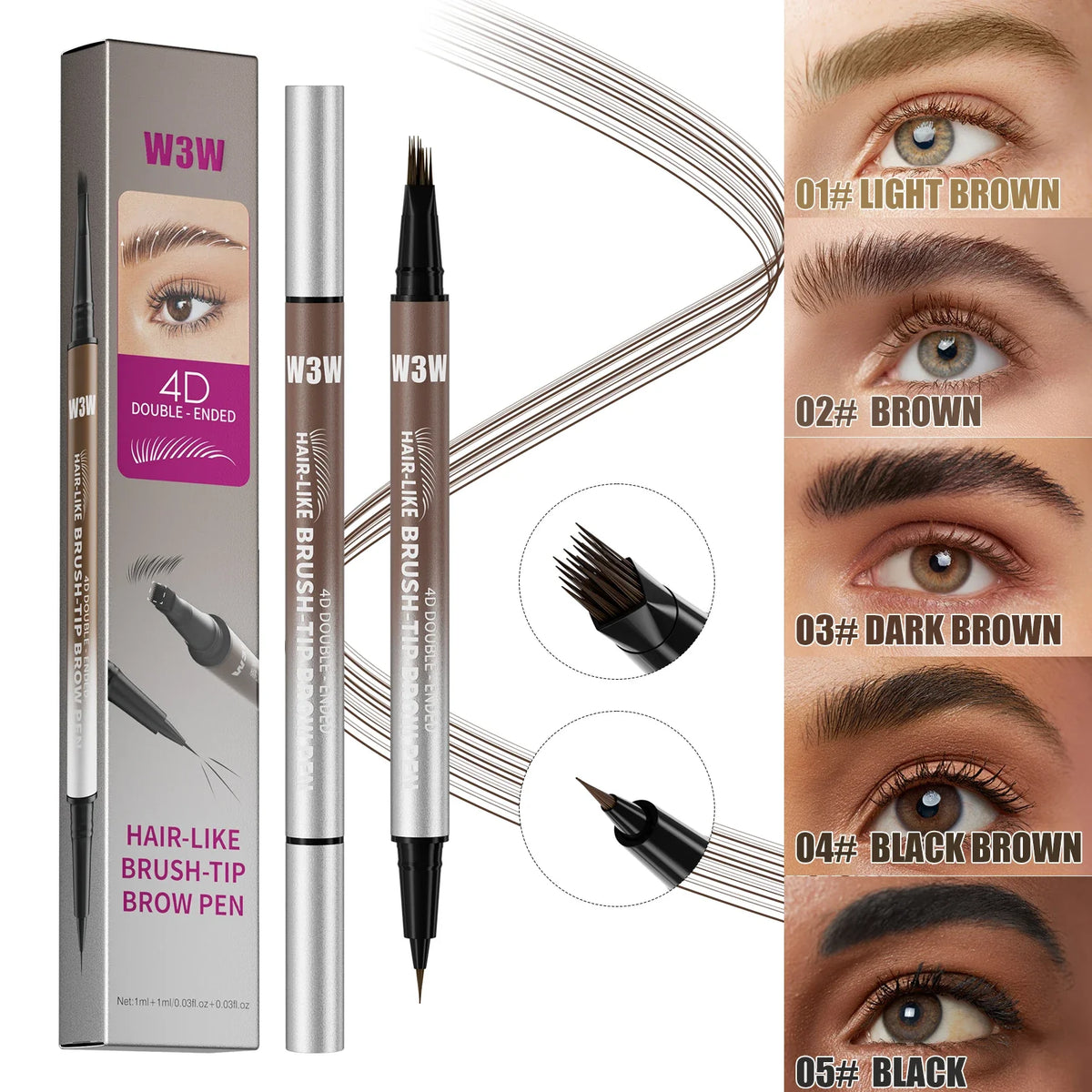 Velvet Wild 3D Eyebrow Pencil – Waterproof Angled Brow Pen Eyebrow Pencil Qme