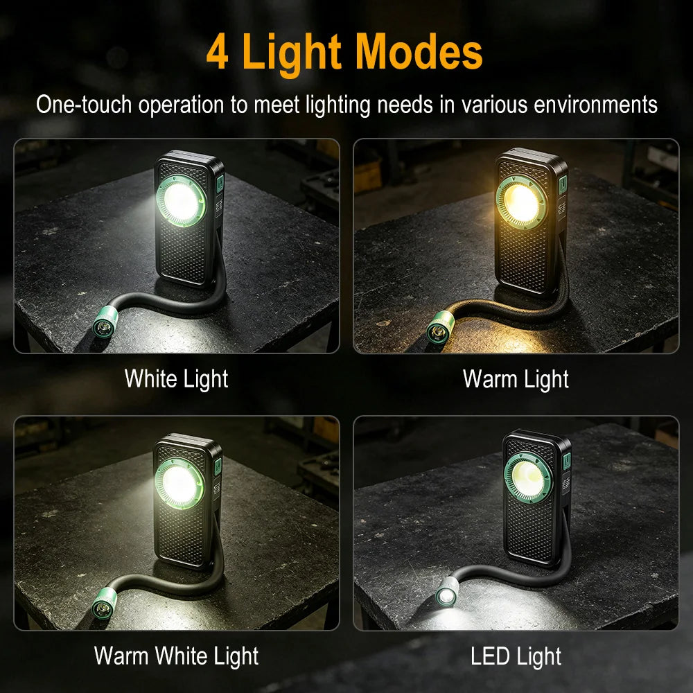 BORUiT 800LM COB LED Work Light – Magnetic, Rechargeable Portable Work Light Qst