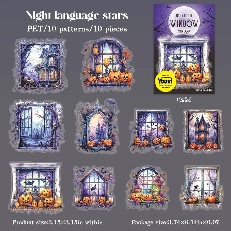 Halloween Gothic PET Stickers Scrapbooking DIY – 10 Sheets Craft Sticker Set Qme 2
