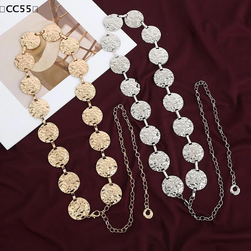 Geometric Disc Metal Chain Belt – Adjustable Women's Waist Chain Women's Chain Belt Qst