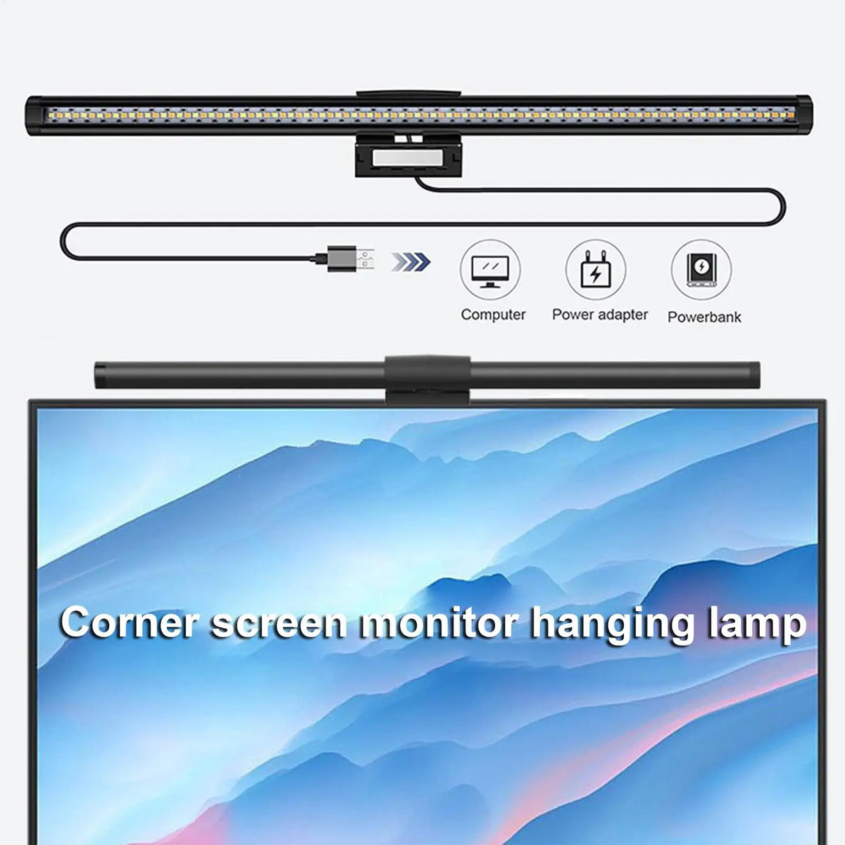 Monitor Light Bar – 3 Color Adjustable Anti-Glare Screen Lamp Monitor Light Bar Qme
