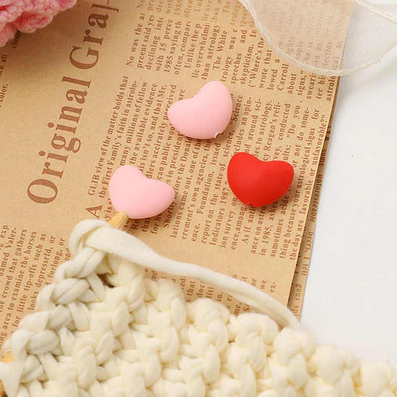 6pcs Heart Knitting Needle Point Protectors – Silicone Caps Knitting Accessories Qst