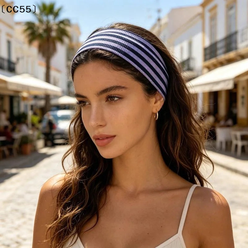 Striped Elastic Sports Headband – Unisex Yoga Sweatband Sports Headband Qst