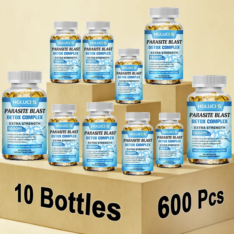 HOLUCKS Gut Cleanse Capsules 1600mg – Intestinal Support Herbal Detox Capsules Qst 60pcs - 10 Bottles
