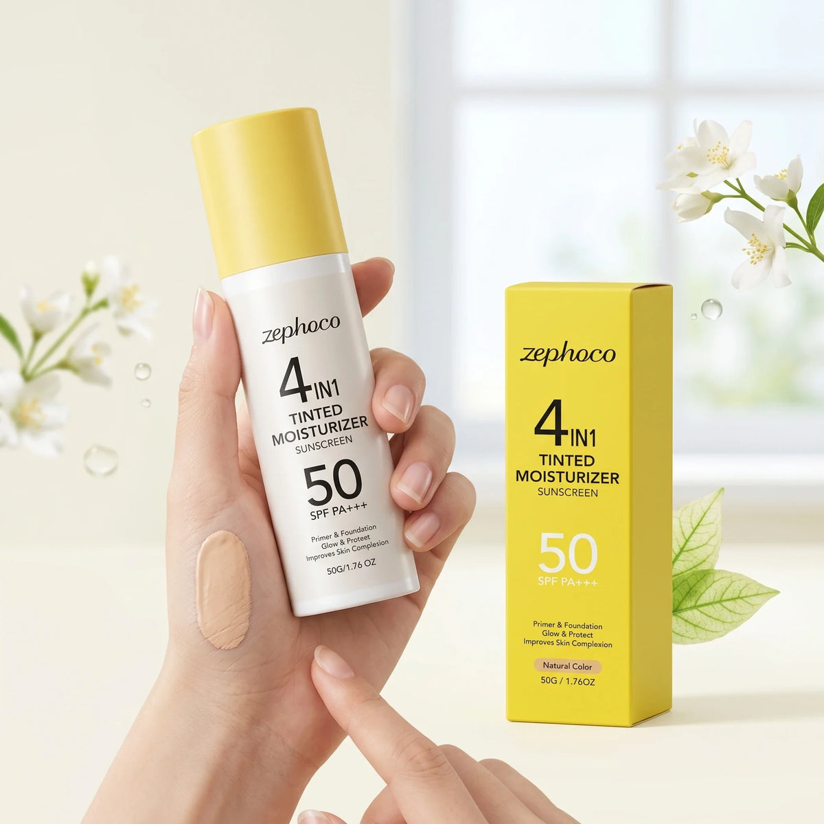 Zephoco Tinted Moisturizer SPF 50 – Even Skin Tone & UV Shield Tinted Moisturizer SPF Qme