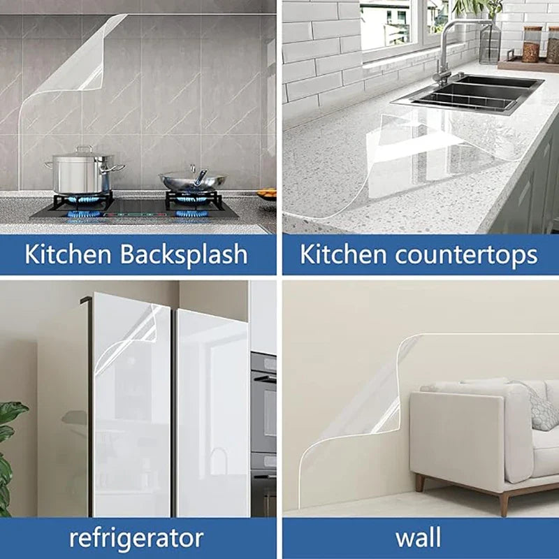 Transparent Self-Adhesive Wallpaper | Waterproof & Scratch-Resistant Protective Wall Film Qme