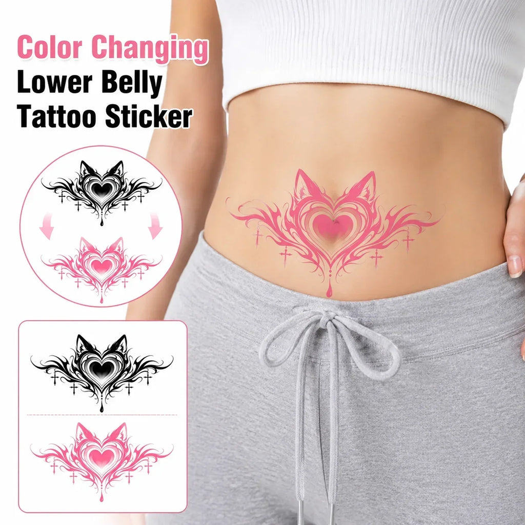 Heart Tribal Belly Temporary Tattoo Sticker – Waterproof Temporary Tattoo Sticker Qme