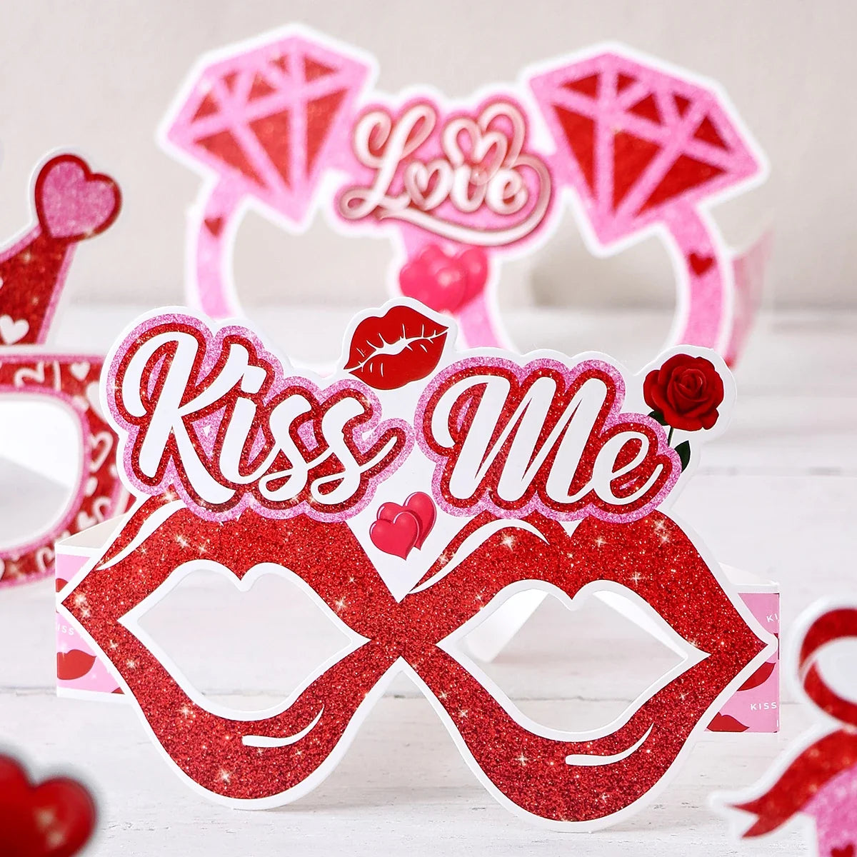 6 Valentine's Day Decorative Party Glasses – Various Styles Party Decorative Glasses Qme