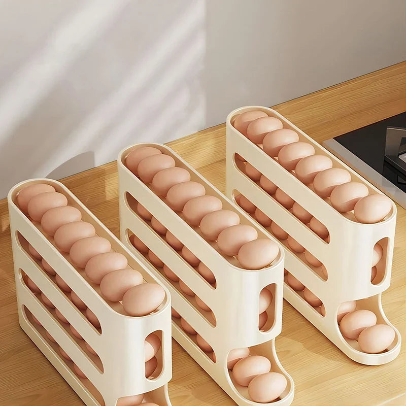 30-Egg Rolling Dispenser Rack | Fridge Egg Organizer Box Egg Dispenser Rack Qme