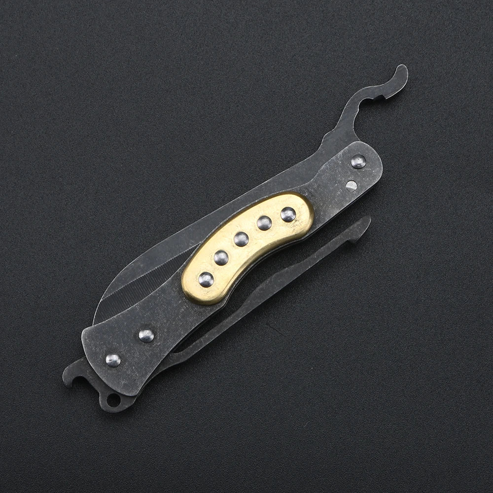 XUAN FENG Folding Pocket Knife – D2 Steel Brass Keychain EDC Folding Pocket Knife Qst