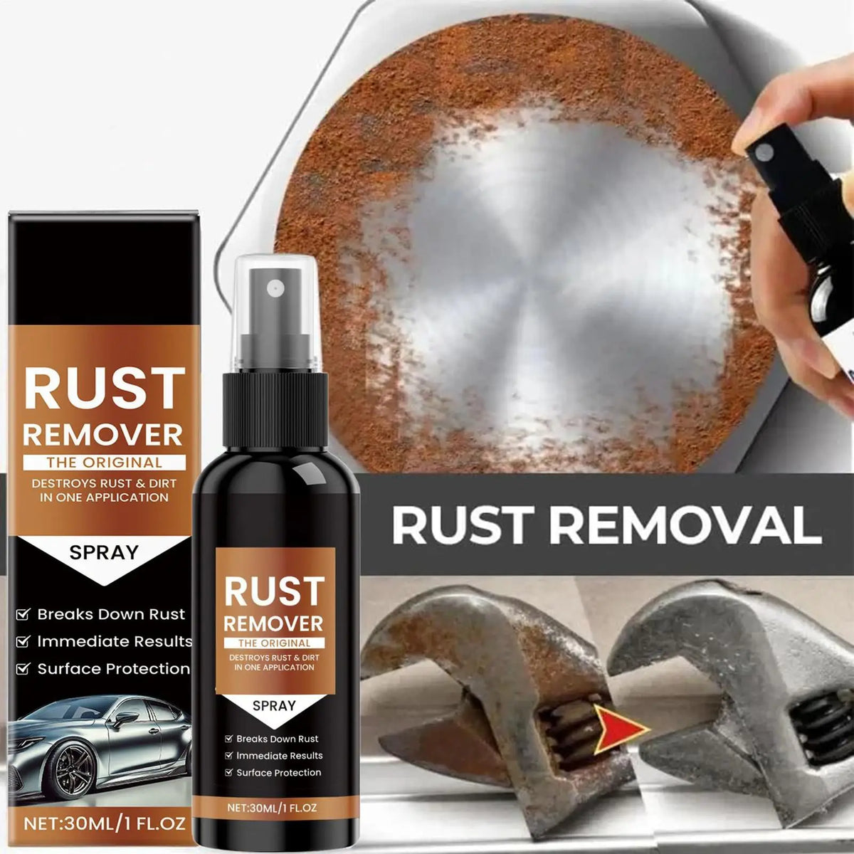 Concentrated Rust Remover & Metal Dissolver 1 Fl Oz | Fast-Acting Rust Remover Cleaner Qme