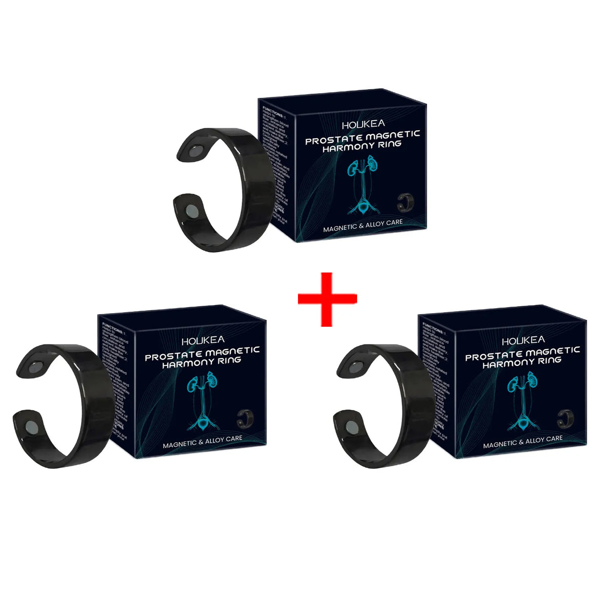 HOUKEA Magnetic Wellness Ring – Men's Circulation Support Magnetic Therapy Ring Qst 3pcs boxed