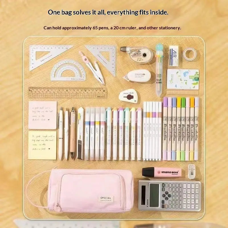 Large Capacity Multi-Layer Corduroy Pencil Case – 5 Colors Pencil Case Qme