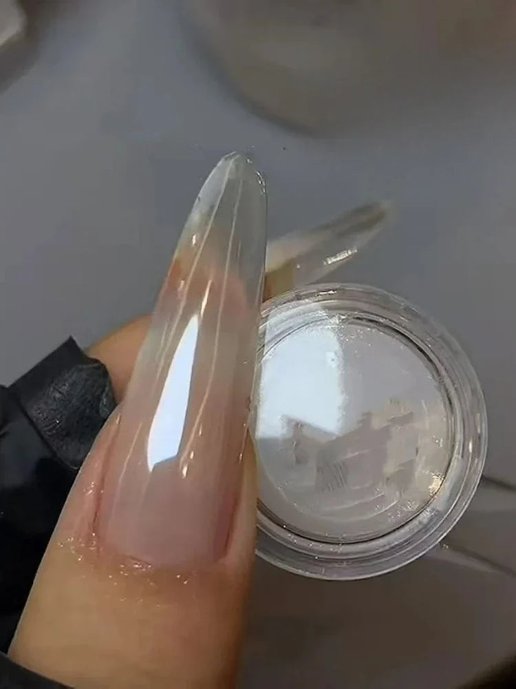 Aurora Crystal Nail Mirror Powder – Moonlight Pearl Shimmer Nail Art Powder Qme silver