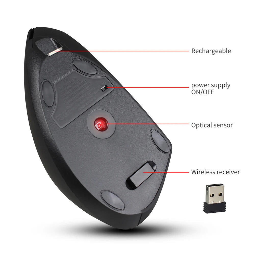 ZELOTES F-26C Vertical Ergonomic Mouse 3200DPI Wireless Bluetooth Vertical Ergonomic Mouse Qst