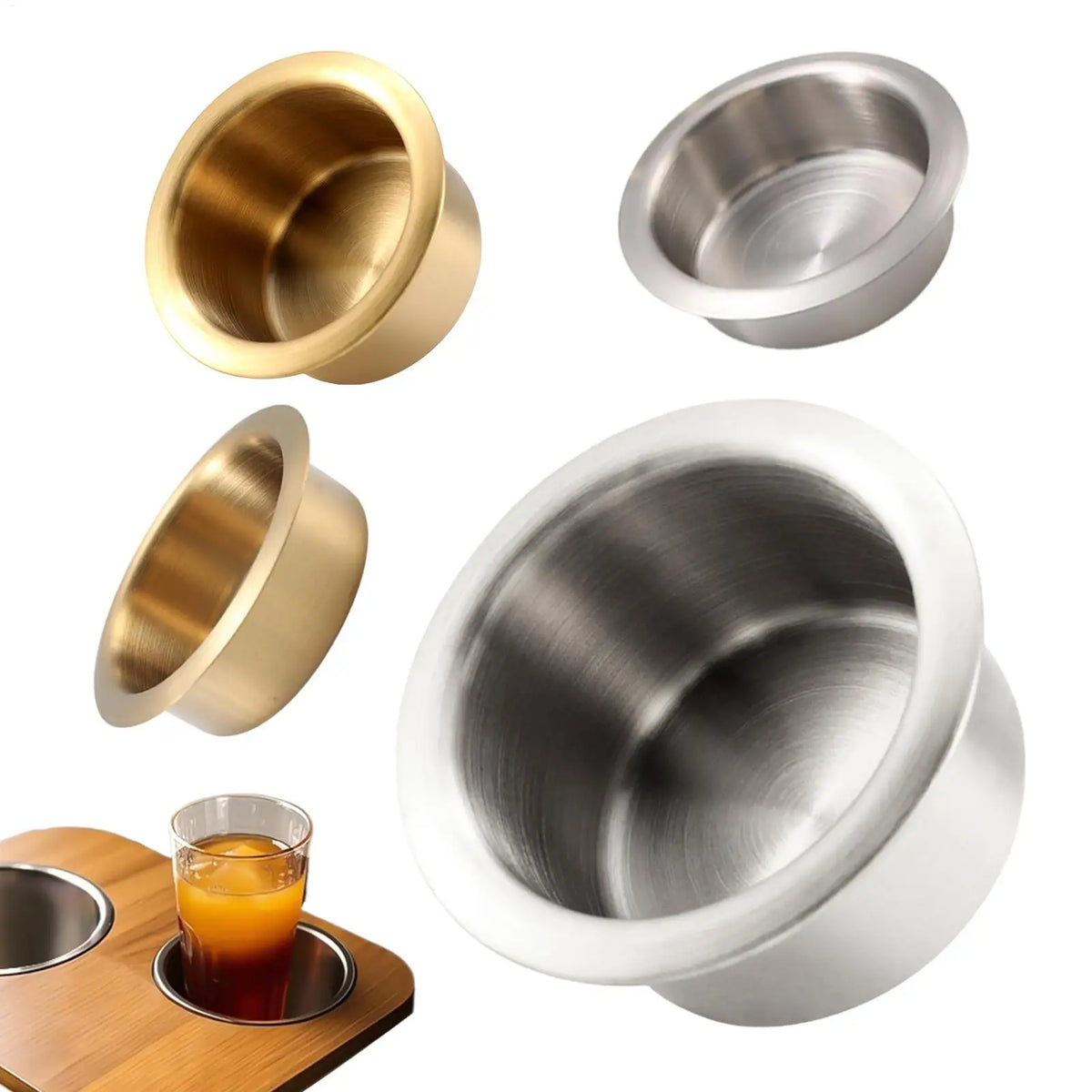Stainless Steel Drop-In Cup Holder Insert – Boat Car RV Yacht Cup Holder Insert Qst