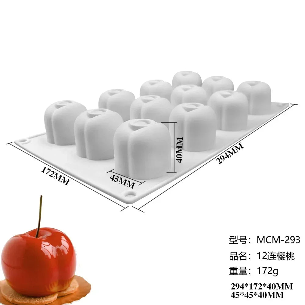 Silicone Fruit Mousse Cake Molds – 8 Shapes | Food-Grade Silicone Baking Mold Qme Cherry