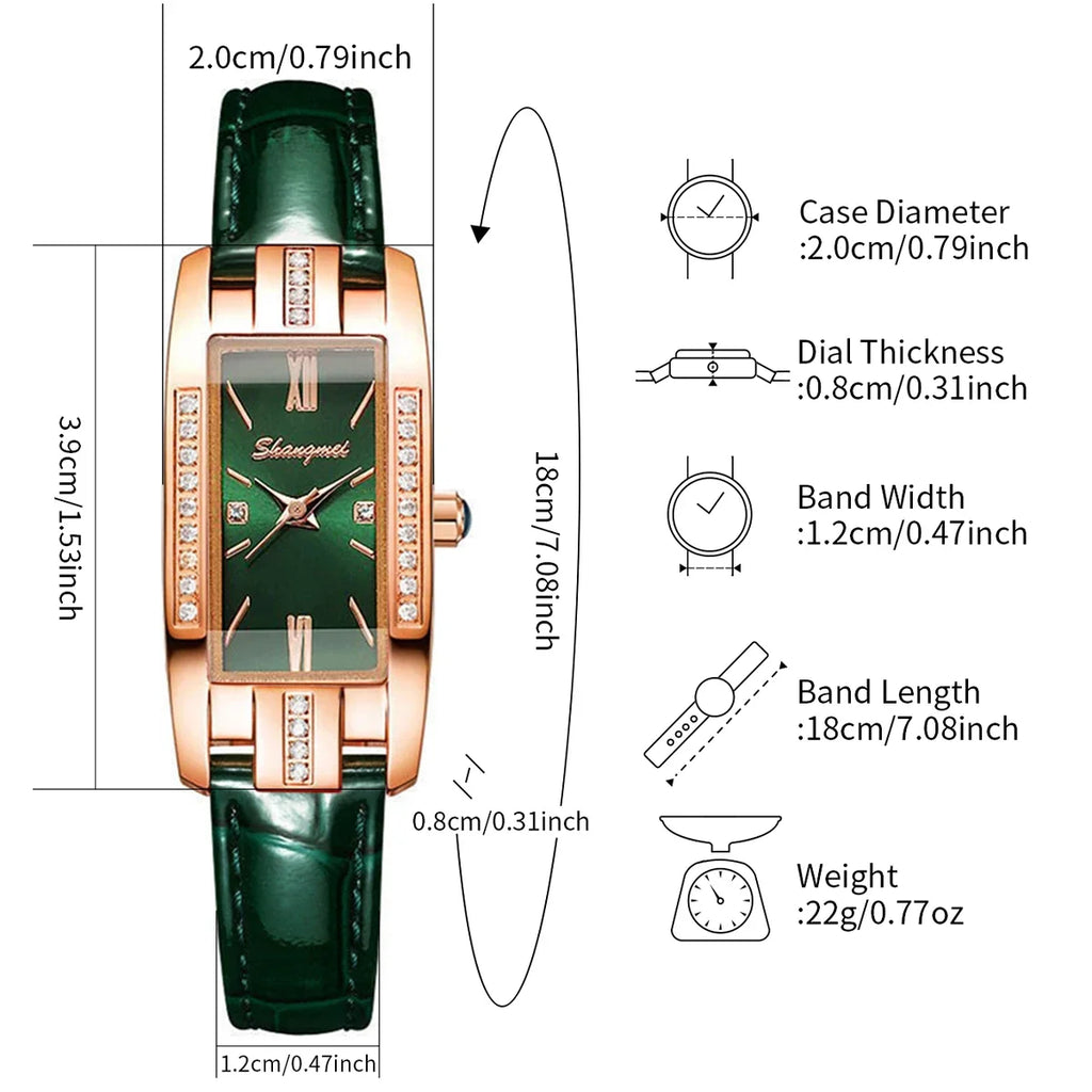 Women's Rectangle Watch & Bracelet Set – 2-Piece Fashion Set Fashion Watch Set Qme