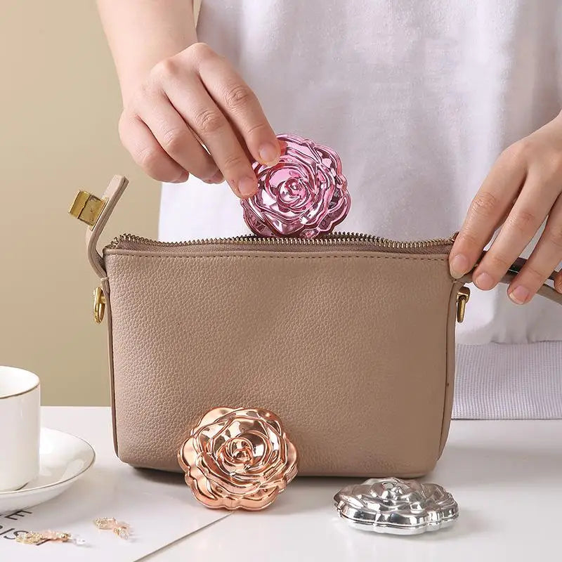 Double-Sided Rose Pocket Mirror – Compact Makeup Mirror Compact Pocket Mirror Qst