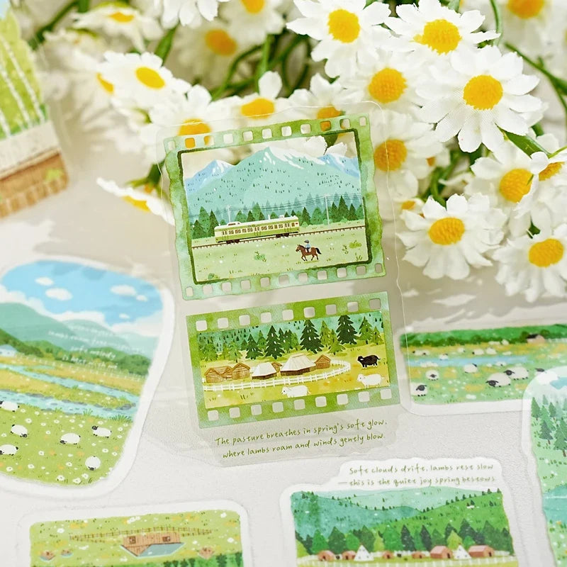 TIANZI 30 Sheets City Landscape PET Stickers – Junk Journal Decorative Sticker Pack Qme