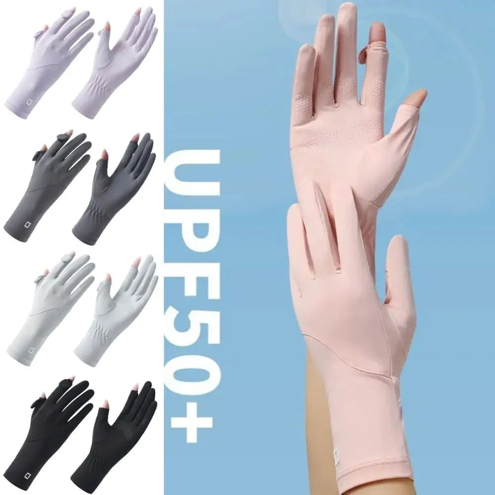 Ice Silk Women's UV Protection Gloves – Breathable & Cooling Sun Protection Gloves Qme