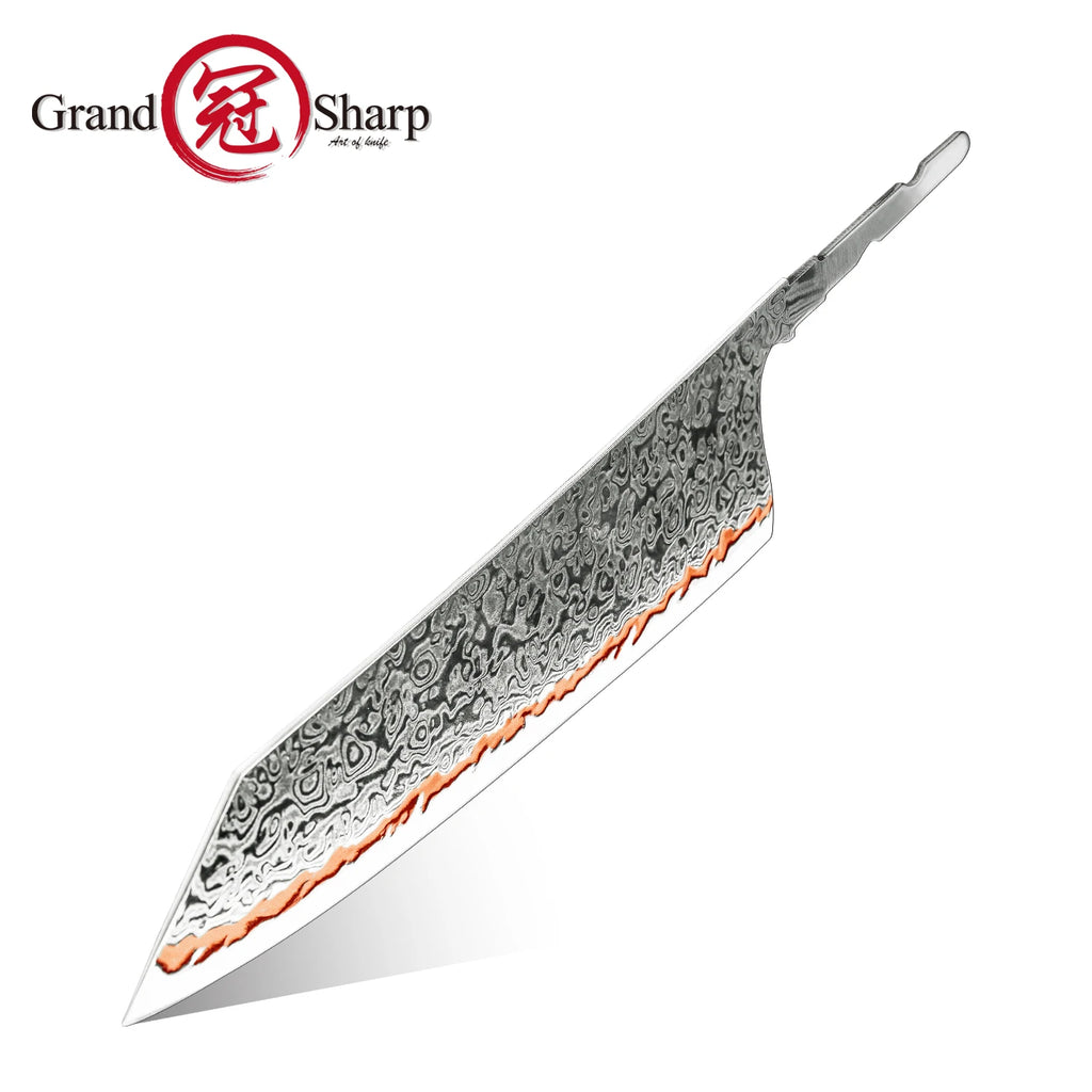 Grandsharp 55-Layer Copper Damascus DIY Knife Making Blade DIY Knife Blade Qst 200mm blade