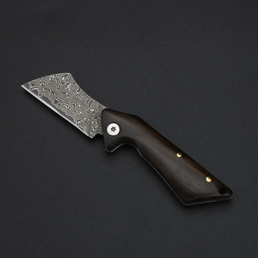 XUANFENG Damascus Steel Brass Skeleton Folding Pocket Knife Folding Pocket Knife Qst