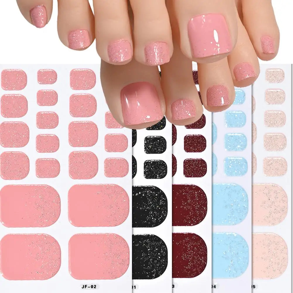 French Black Toe Nail Stickers – 22 Tips No-Bake Wraps Toenail Sticker Wraps Qme