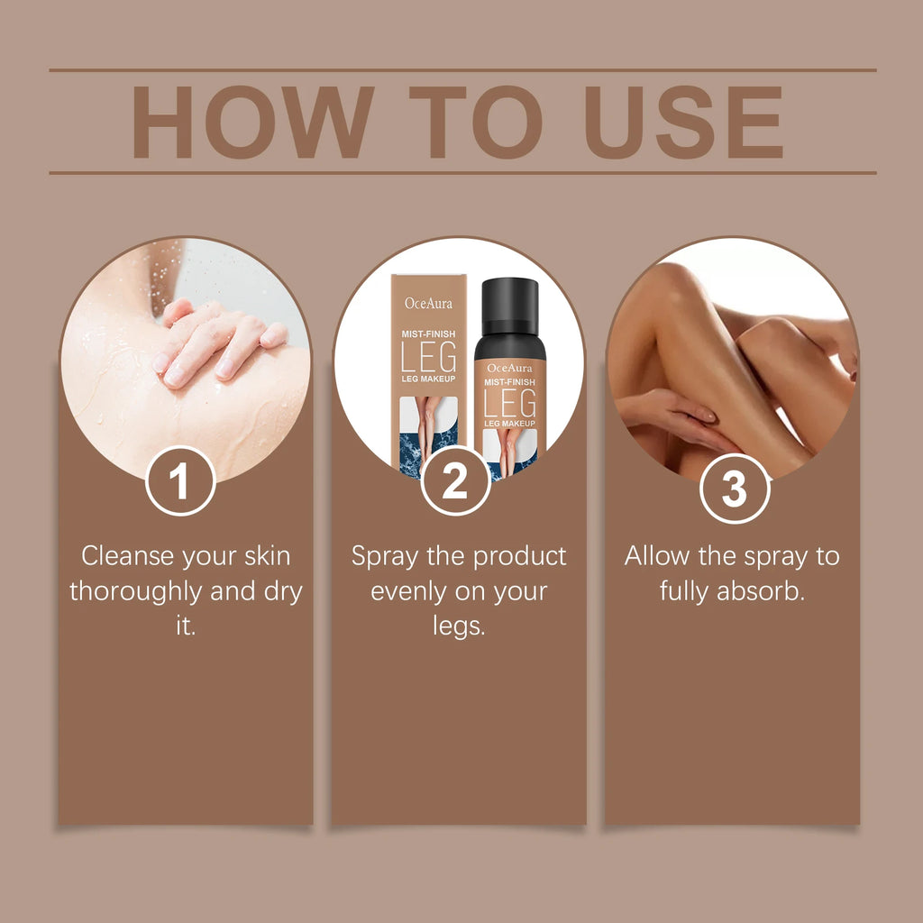 OceAura Leg Makeup Spray – Waterproof Tanning Coverage 100ml Body Makeup Spray Qst
