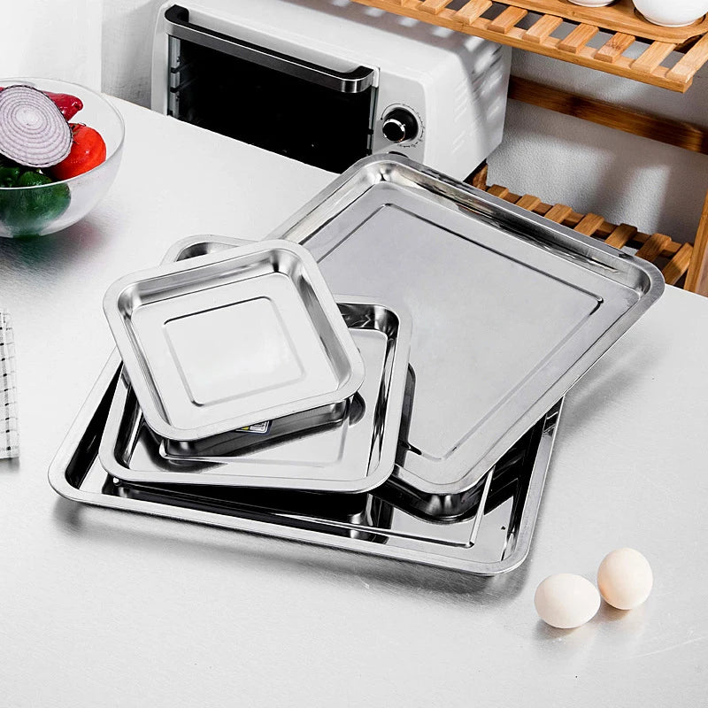 Stainless Steel Rectangle Serving Tray – BBQ & Kitchen Serving Tray Qst