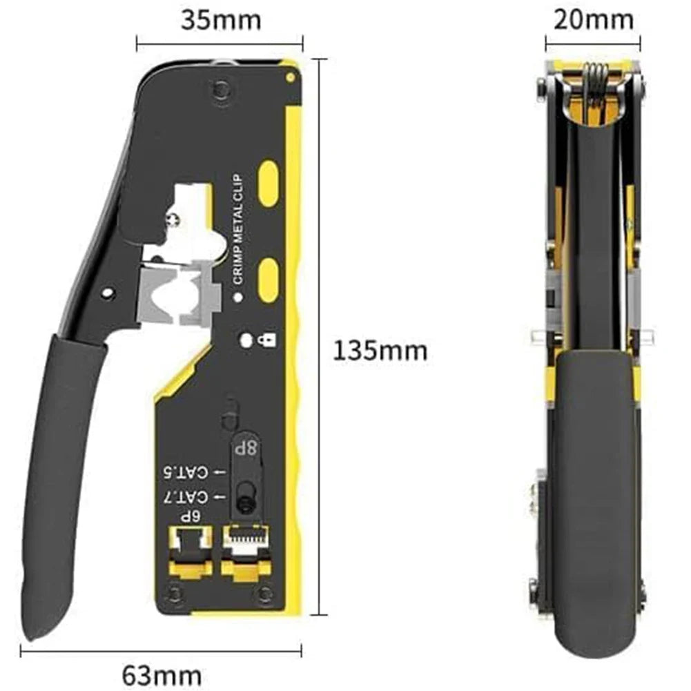 RJ45 Pass-Through Crimp Tool – Cat5 Cat6 Cat7 & RJ11 Network Crimp Tool Qme