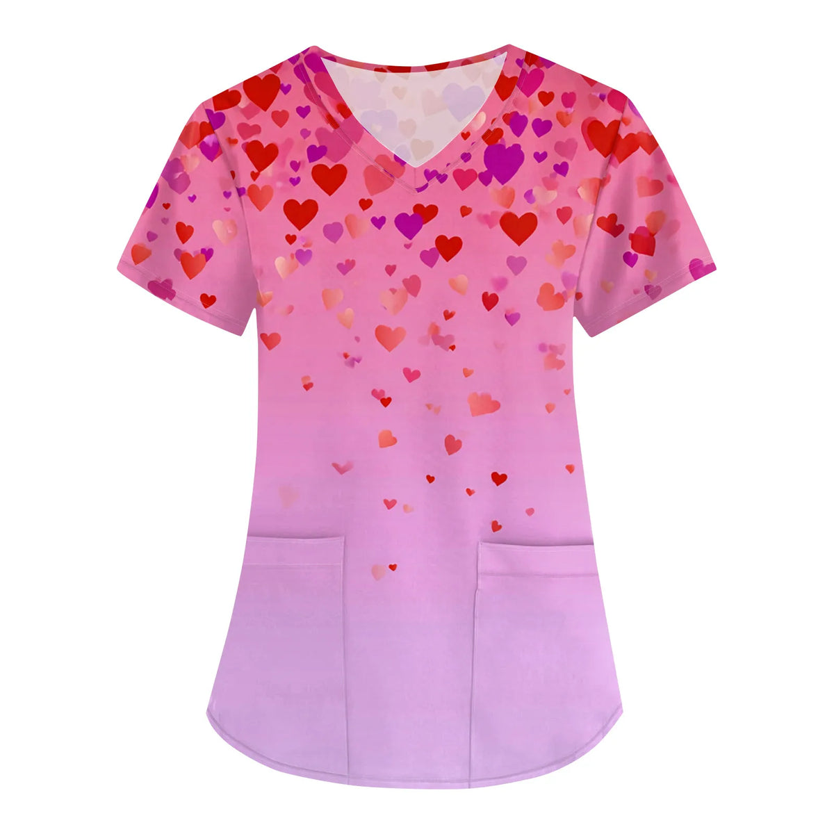 Women's Short Sleeve Scrub Top | Pharmacy & Salon Uniform Scrub Top Qme Watermelon Red XXL