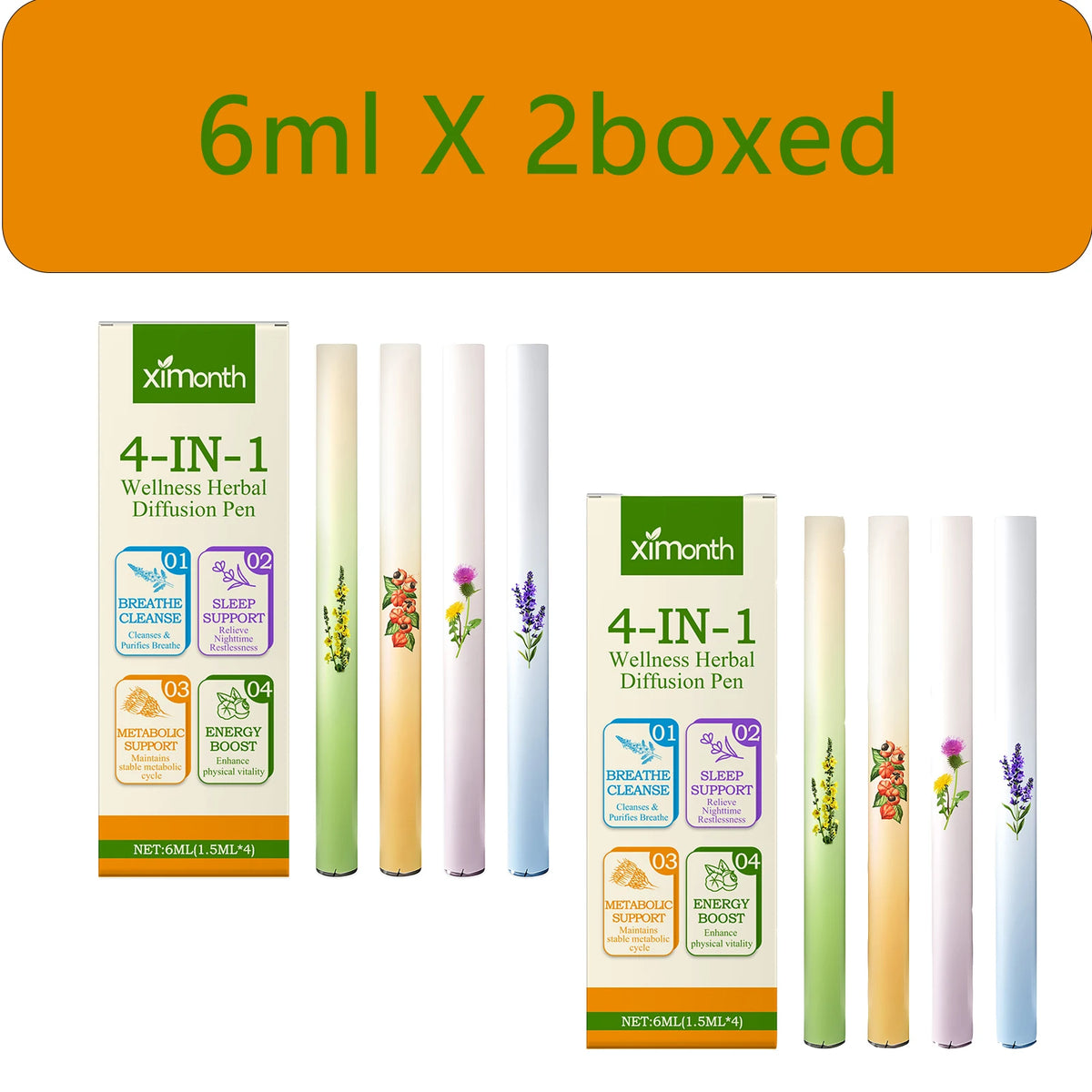 4-in-1 Herbal Aromatherapy Diffuser Pen – 4pcs Set Aromatherapy Inhaler Pen Qst 6ml X 2boxed