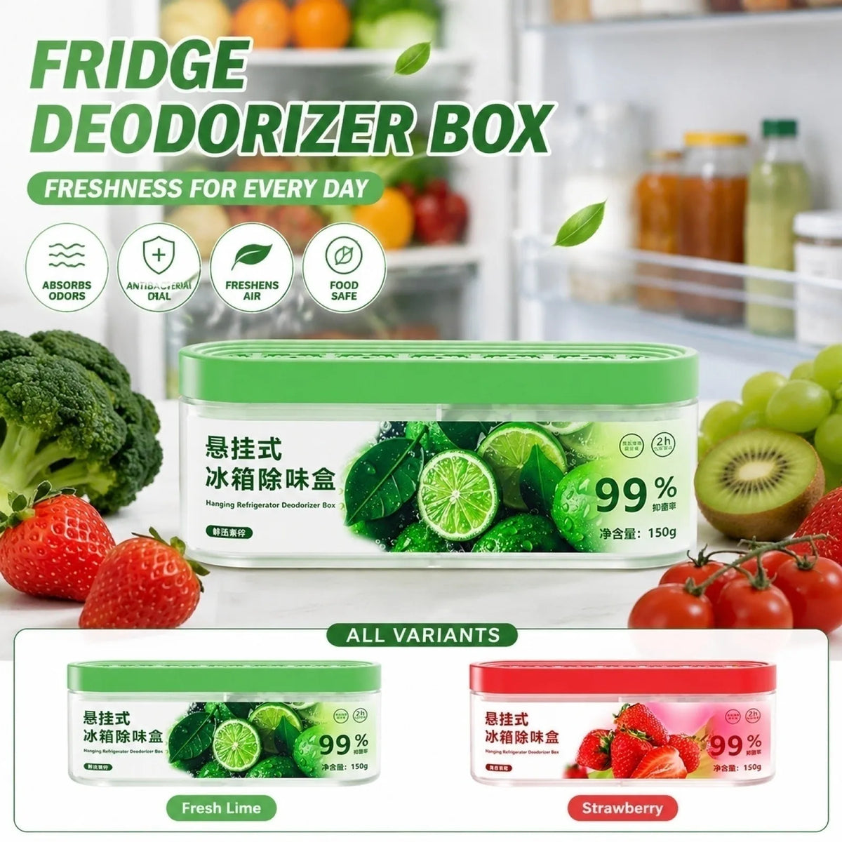 Refrigerator Deodorizing Box – Antibacterial Fridge Odor Absorber Fridge Deodorizer Qme